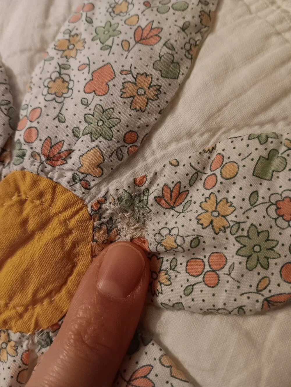 Handmade Floral Patchwork Quilt in Pastel Colors
